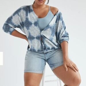 Pilcro Anthropologie Tie Dye Cardigan Sweater‎ Blue Ombre Button Knit Women MP